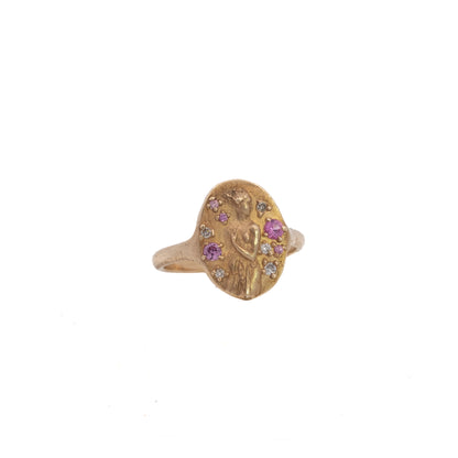 figure ring - pink sapphire + diamond