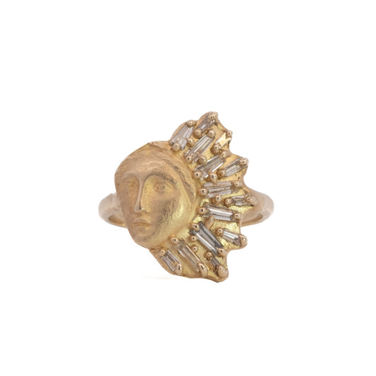 sun ray sybil ring - natural diamond