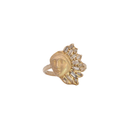 sun ray sybil ring - natural diamond