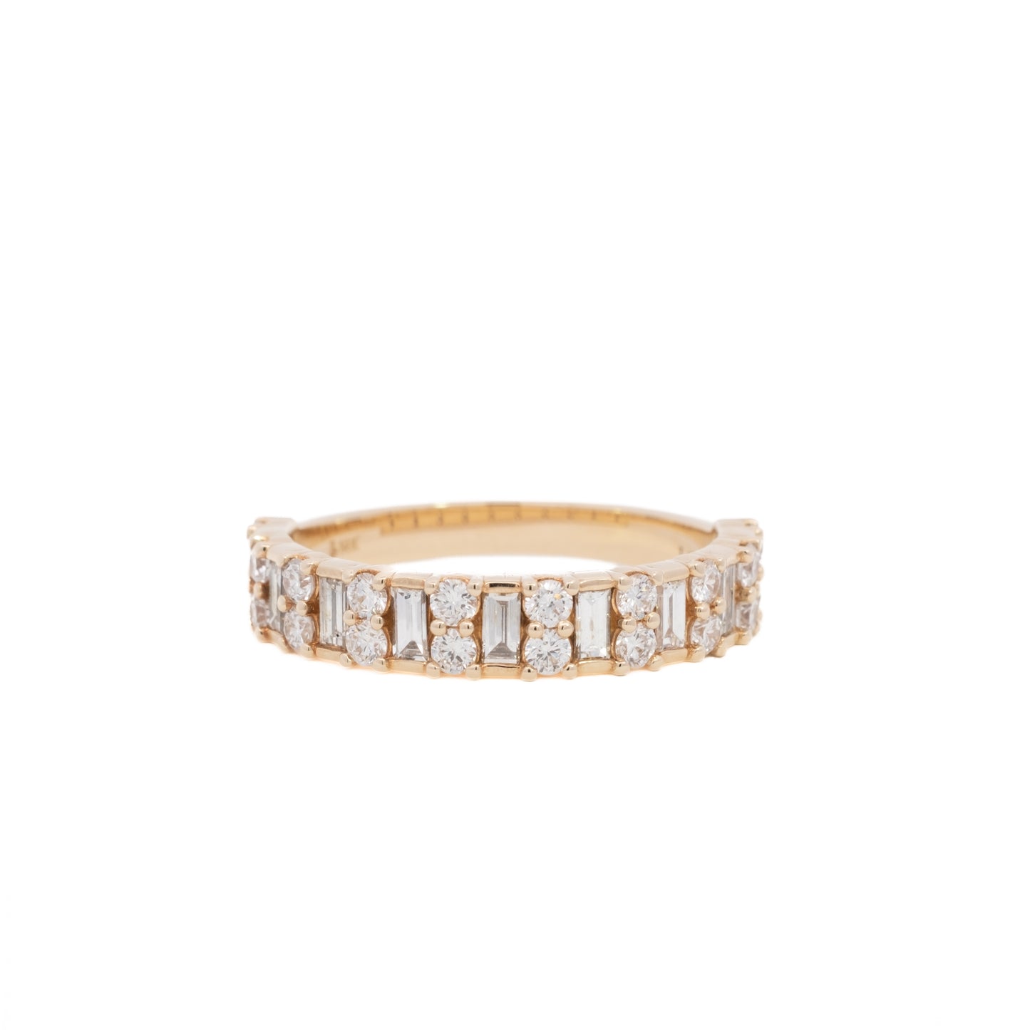baguette + round statement ring band - grown diamond