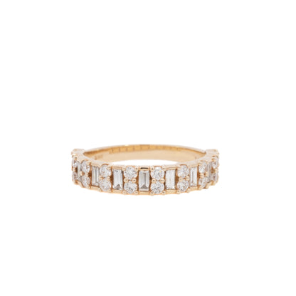 baguette + round statement ring band - grown diamond