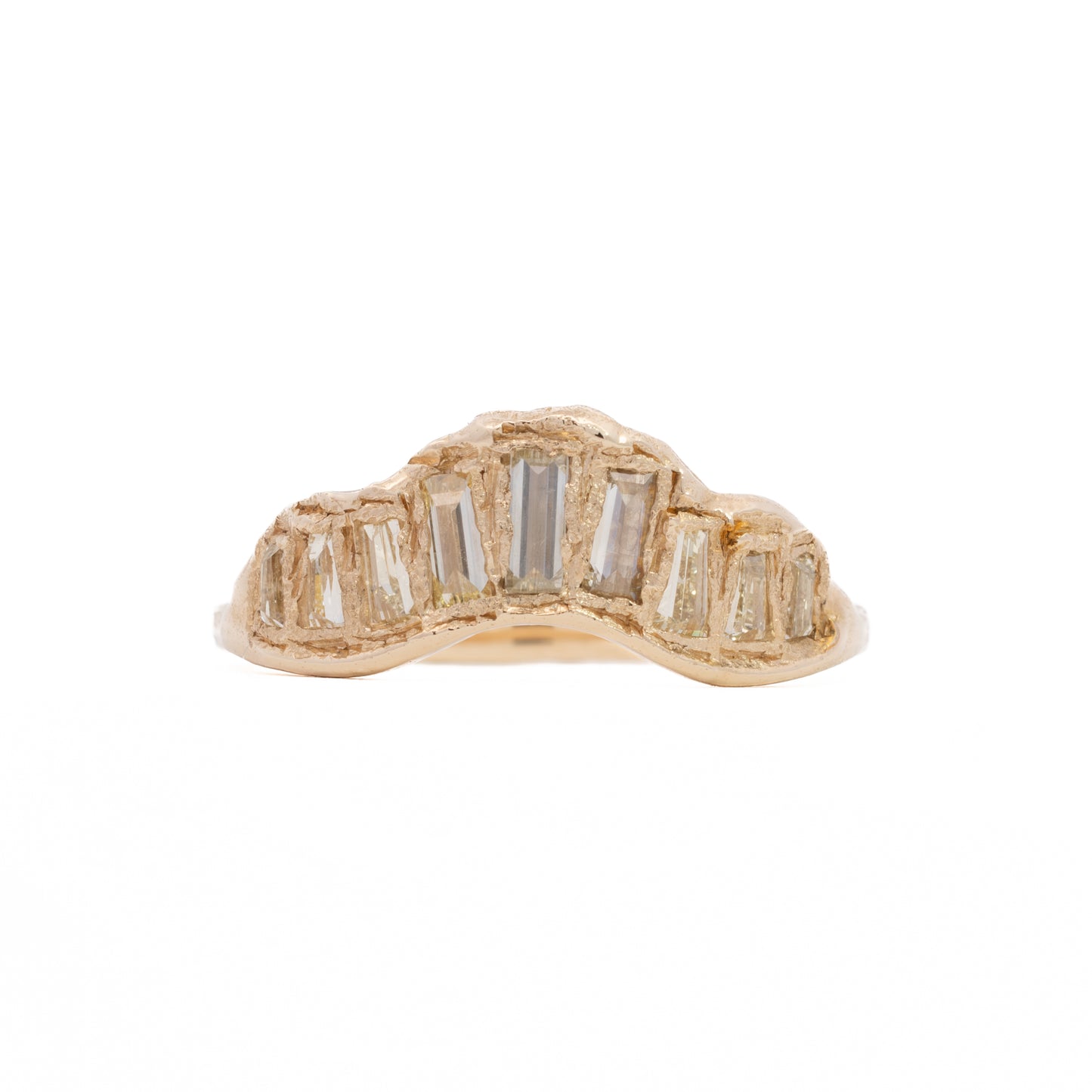 baguette v shape scatter ring - natural lemon diamond