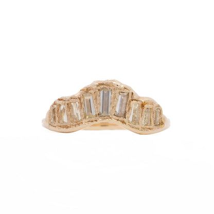 baguette v shape scatter ring - natural lemon diamond