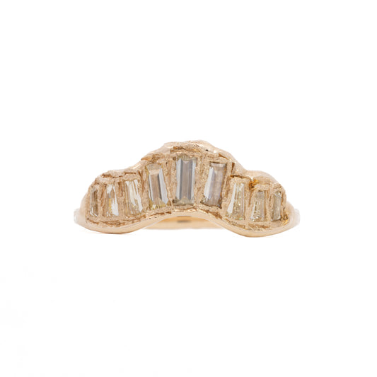 baguette v shape scatter ring - natural lemon diamond
