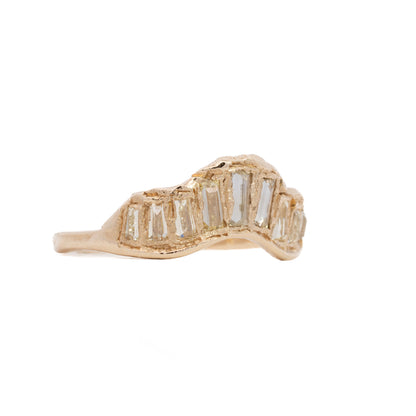 baguette v shape scatter ring - natural lemon diamond