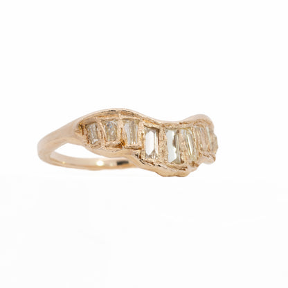 baguette v shape scatter ring - natural lemon diamond