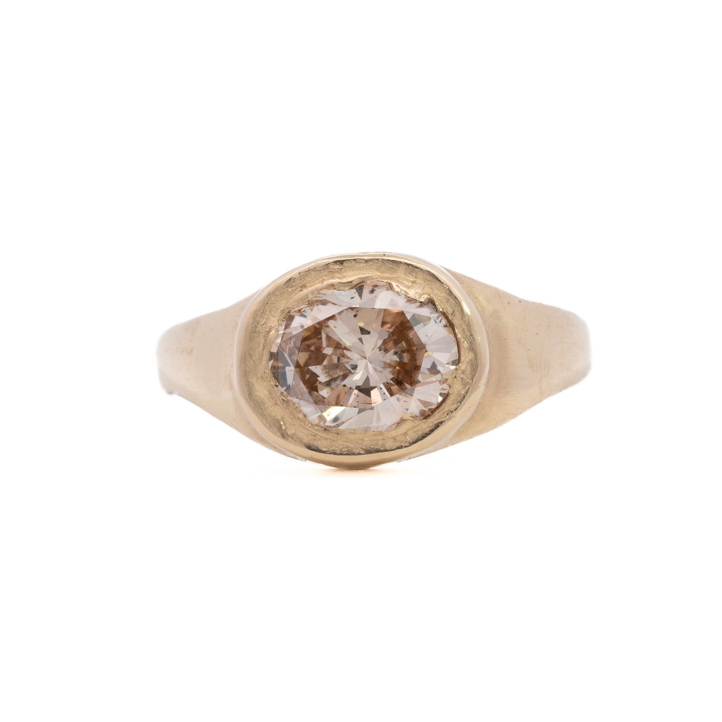 rustic signet ring - natural diamond