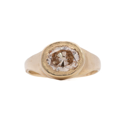 rustic signet ring - natural diamond