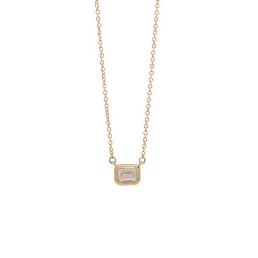 emerald-cut bezel solitaire necklace - grown diamond