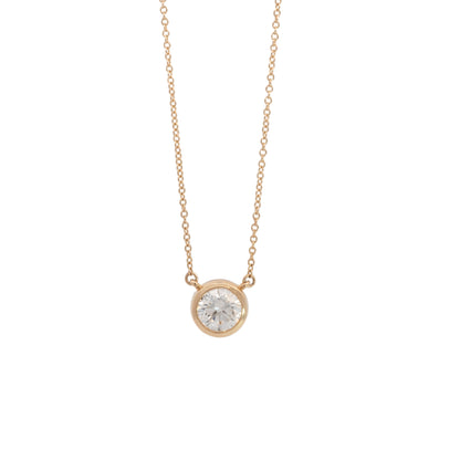 bezel solitaire necklace - grown diamond