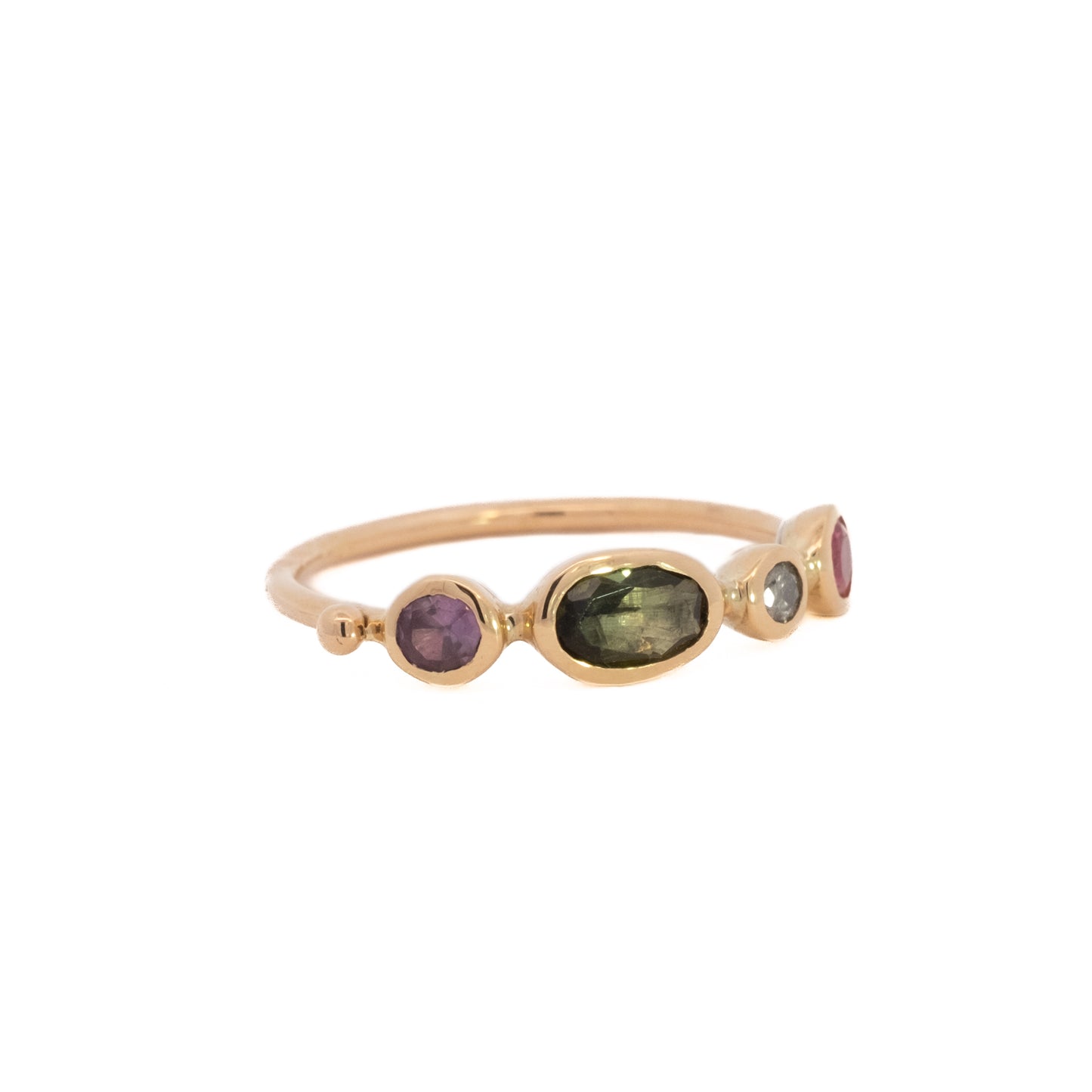 simple ring band - sapphire + tourmaline + diamond + spinel