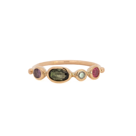 simple ring band - sapphire + tourmaline + diamond + spinel