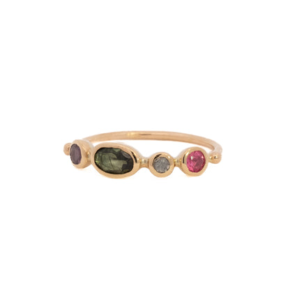 simple ring band - sapphire + tourmaline + diamond + spinel