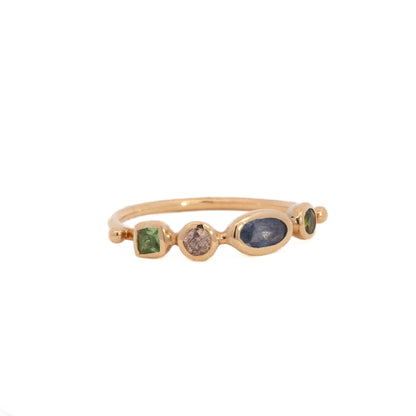 simple ring band - tsavorite garnet + diamond + sapphire + tourmaline