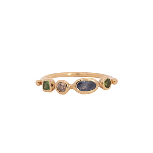 simple ring band - tsavorite garnet + diamond + sapphire + tourmaline