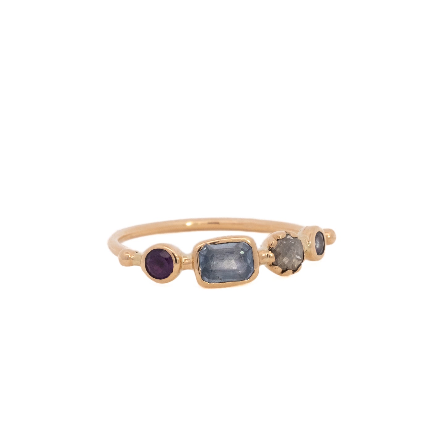 simple ring band - amethyst + sapphire + diamond + tanzanite