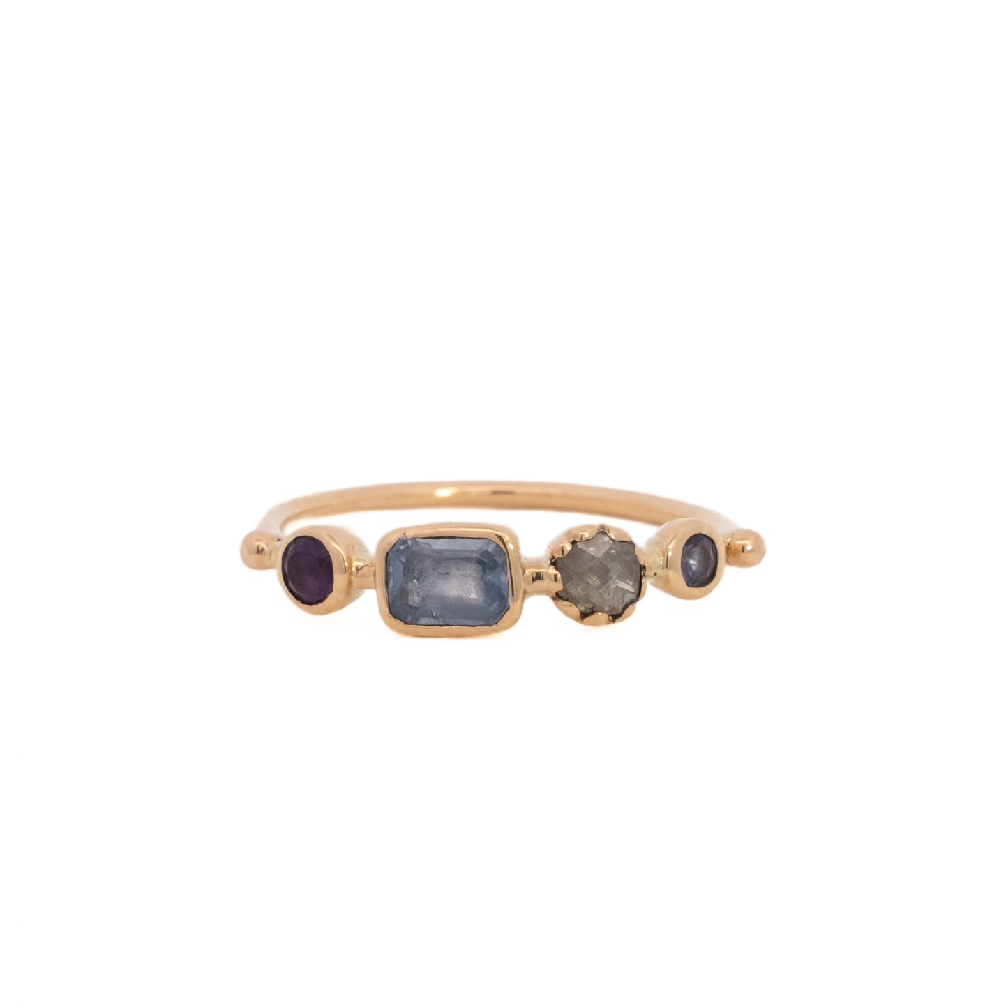 simple ring band - amethyst + sapphire + diamond + tanzanite