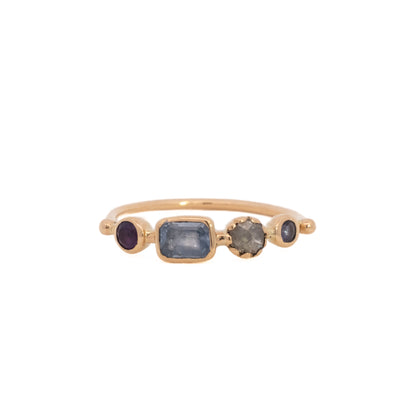 simple ring band - amethyst + sapphire + diamond + tanzanite