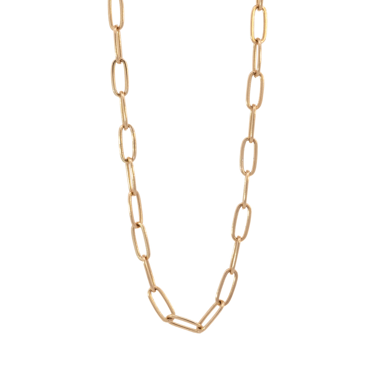 flat elongated oval paperclip chain necklace - 2.6mm