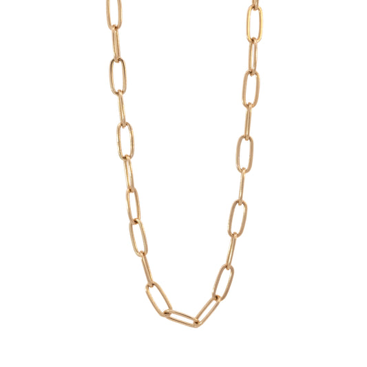 flat elongated oval paperclip chain necklace - 2.6mm