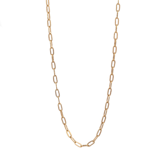 flat elongated oval paperclip chain necklace - 1.25mm