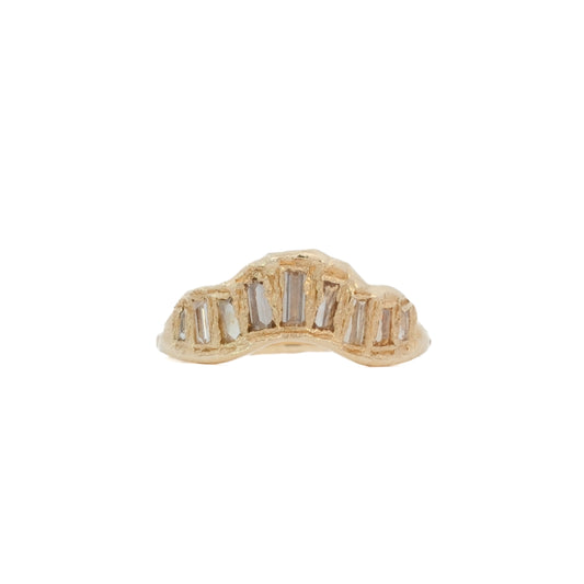 baguette v shape scatter ring - natural chocolate diamond