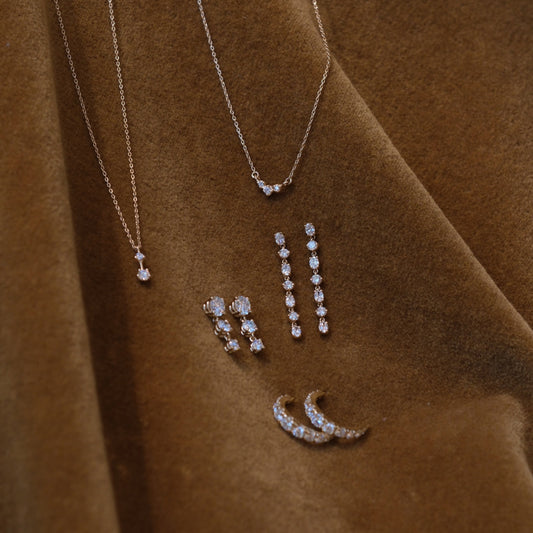 round three-stone drop earrings - grown diamond