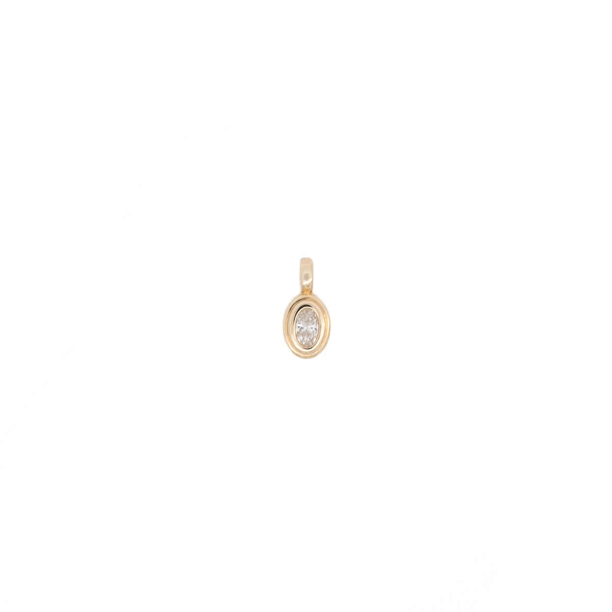 oval stepped-bezel pendant charm - grown diamond