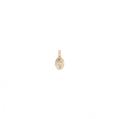 oval stepped-bezel pendant charm - grown diamond