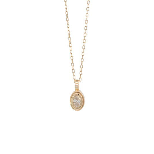 oval stepped-bezel pendant charm - grown diamond