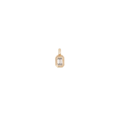 emerald-cut stepped-bezel pendant charm - grown diamond