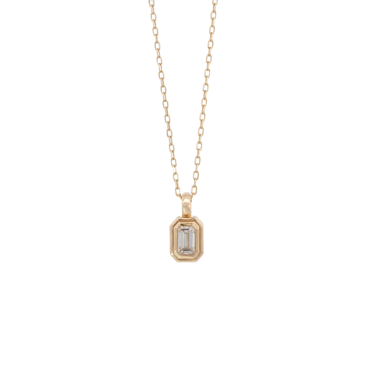 emerald-cut stepped-bezel pendant charm - grown diamond