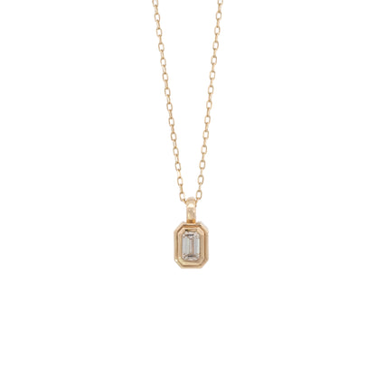 emerald-cut stepped-bezel pendant charm - grown diamond