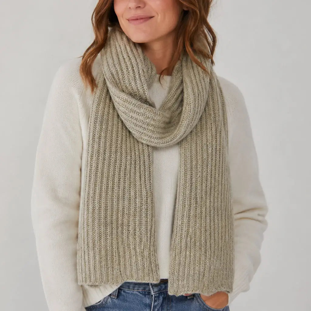 ribbed knit cashmere scarf - oatmeal