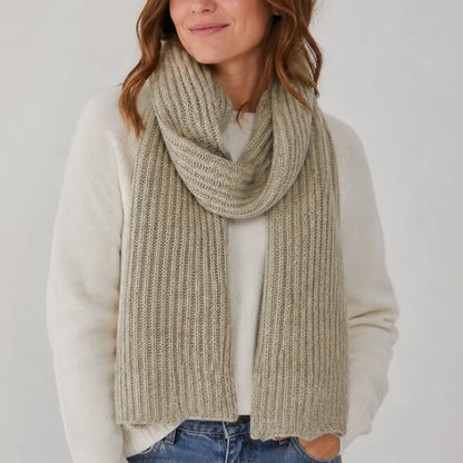 ribbed knit cashmere scarf - oatmeal