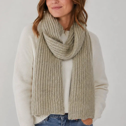 ribbed knit cashmere scarf - oatmeal