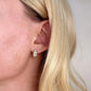 bezel curve post hoop earrings - cz