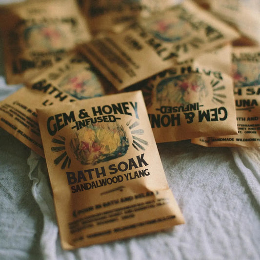 wild yonder / gem & honey bath salt soak  - sandalwood ylang