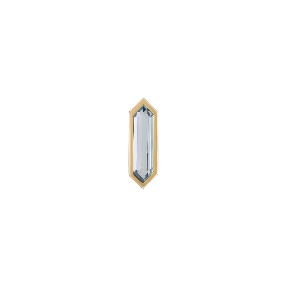 métier / mini bezel-set hexa gemstone stud earrings - aquamarine