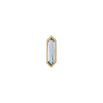 métier / mini bezel-set hexa gemstone stud earrings - aquamarine