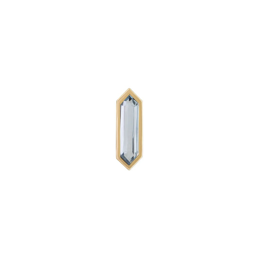 métier / mini bezel-set hexa gemstone stud earrings - aquamarine