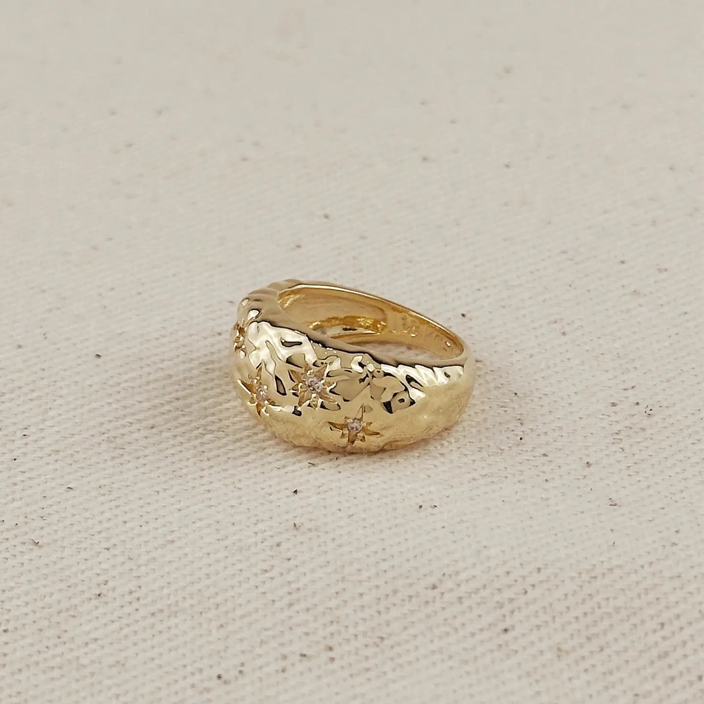 large hammered moon ring
