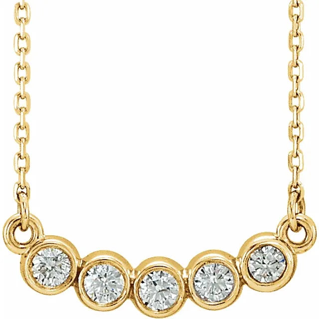 bezel round diamond bar pendant necklace - grown diamond