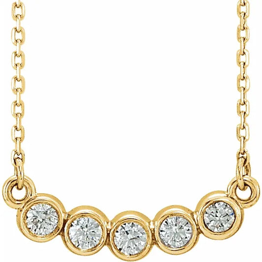 bezel round diamond bar pendant necklace - grown diamond