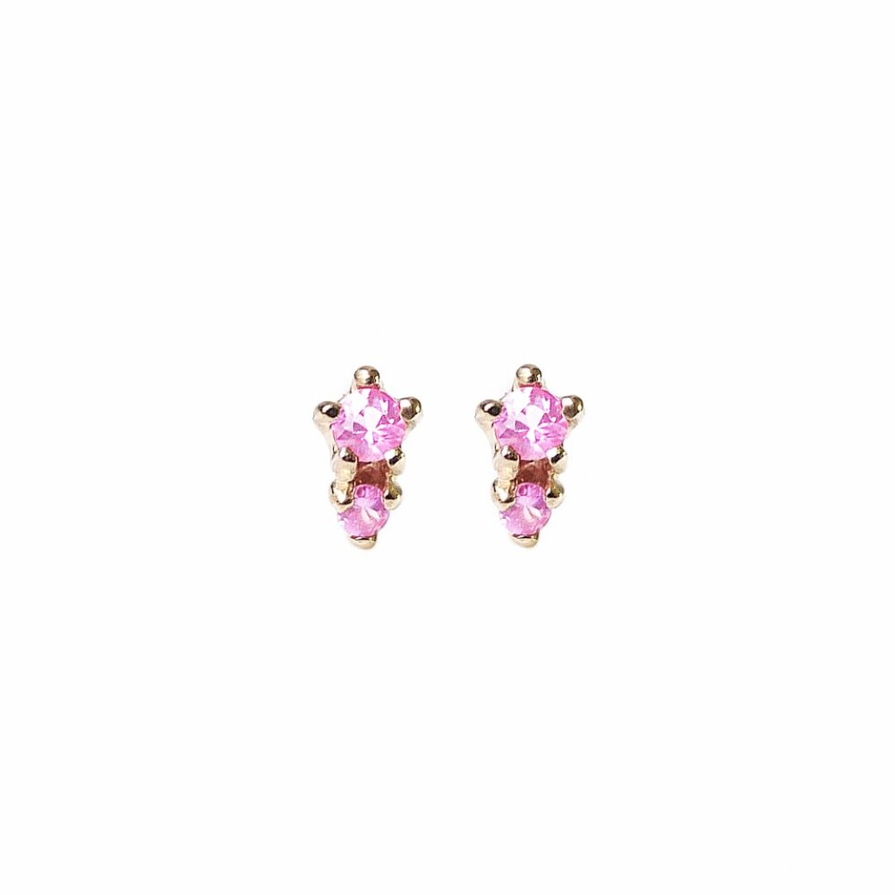 two-stone stud earrings - pink sapphire