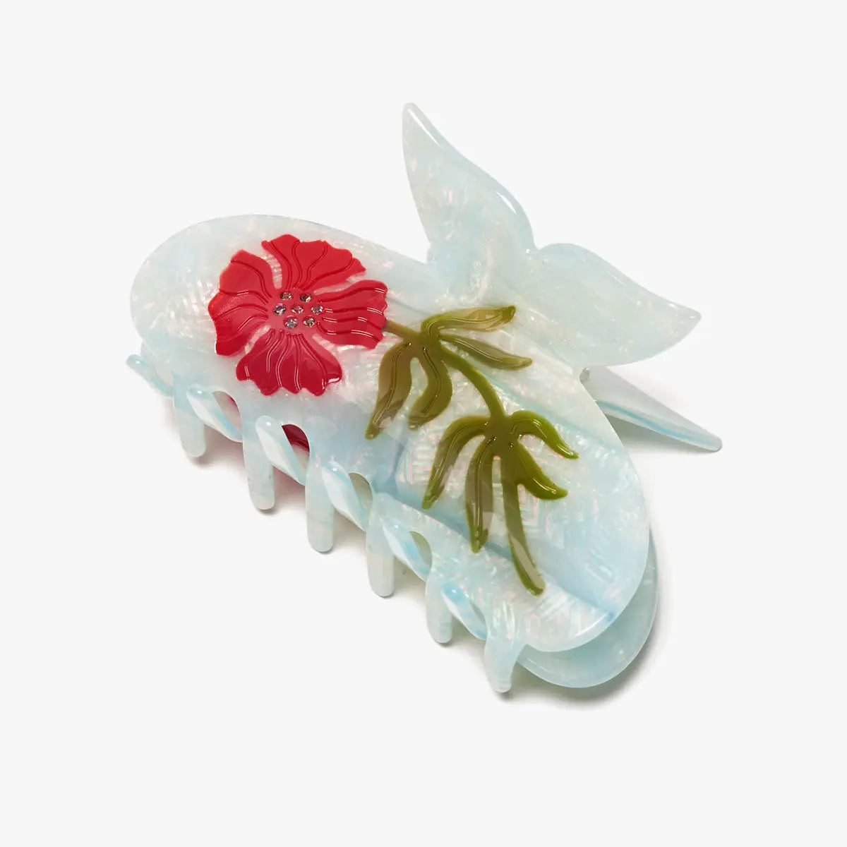 butterfly handle floral claw hair clip
