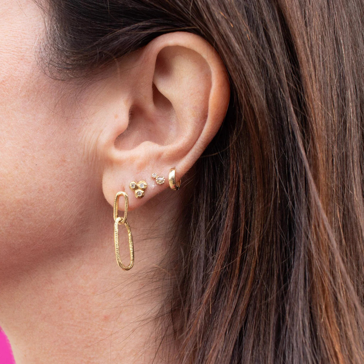 carved paperclip drop earrings