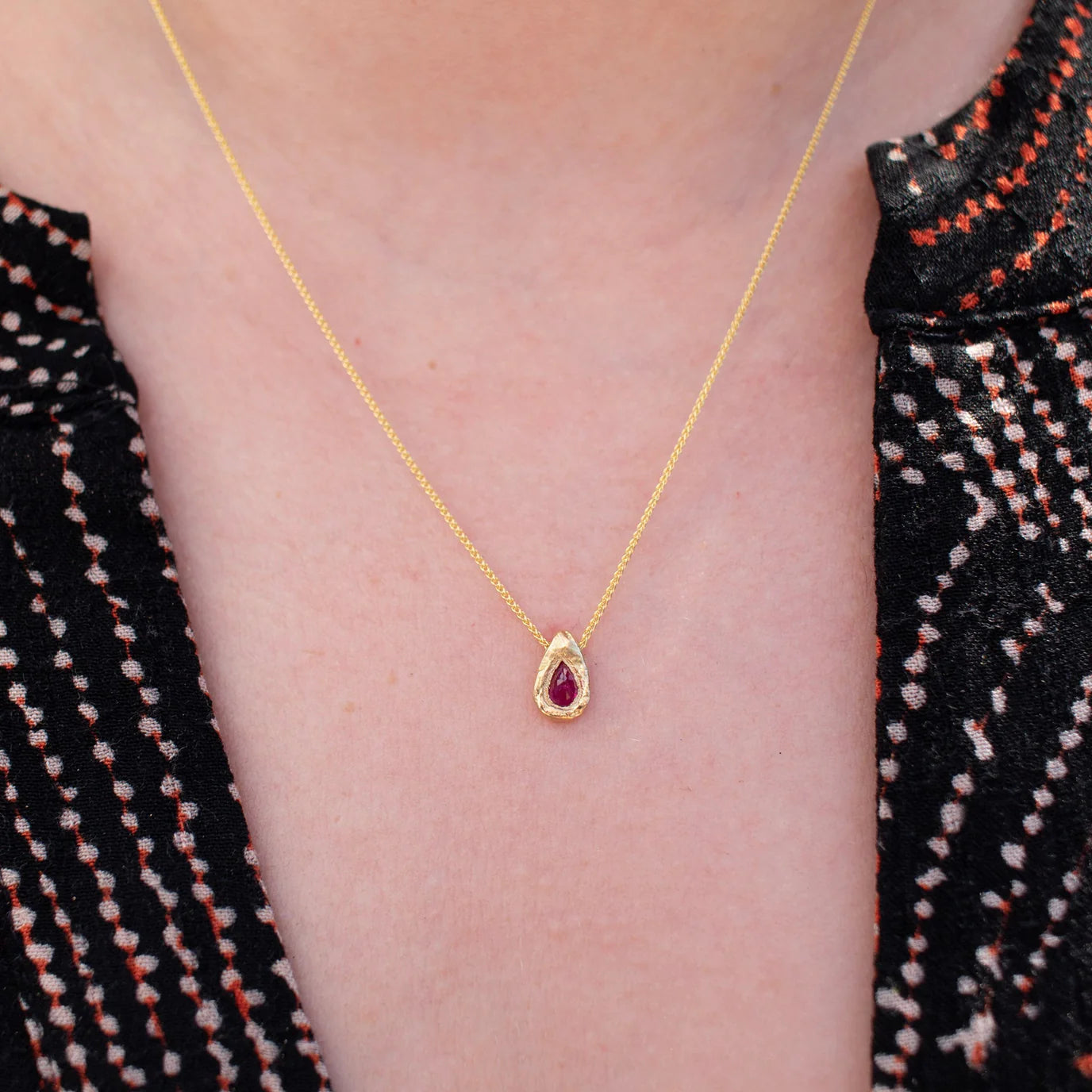 teardrop slider necklace - ruby