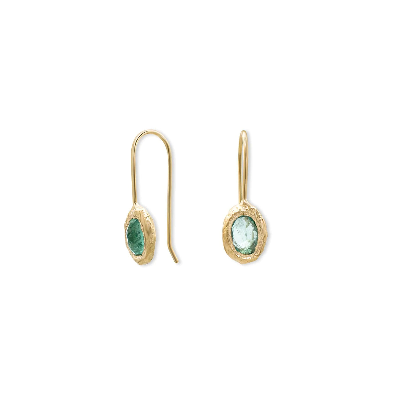 oval fixed hook earrings - emerald