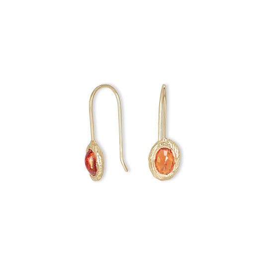 oval fixed hook earrings - poppy red sapphire